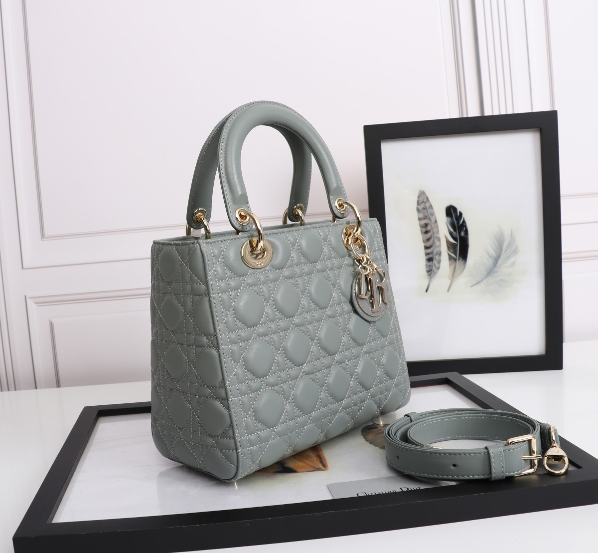 Medium Lady Dior Bag Gray Cannage Lambskin